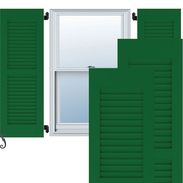 Ekena Millwork 15W x 63H Americraft Two Equal Louver Exterior Real Wood Shutters, Viridian Green, PR RW101LV15X63HGH - main